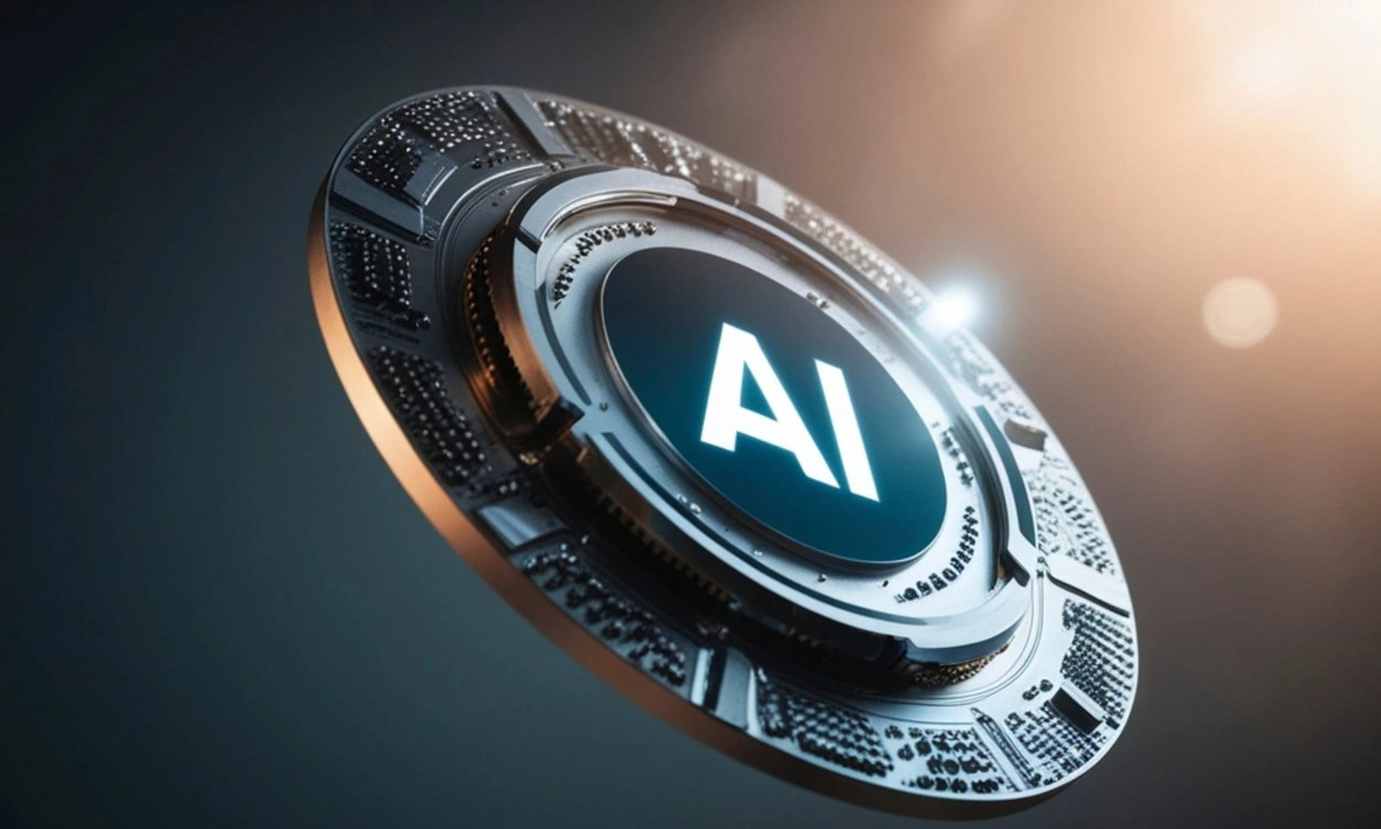 AI seo in Abu Dhabi A futuristic AI chip design with glowing elements
